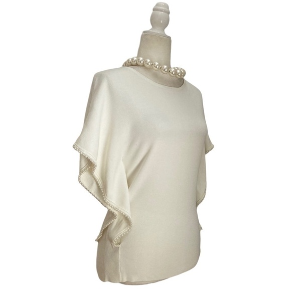 Leo & Ugo Paris Pearl Trim Knit Top in Ivory - Picture 12 of 13